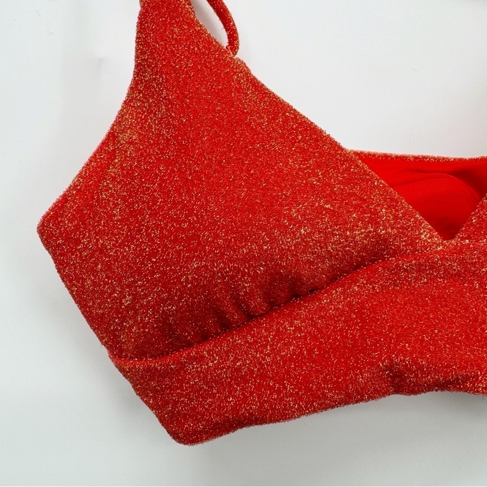 Aerie Orange Gold Sparkle Bikini Top Women’s Size XS Vacation Resort Festival - Picture 3 of 7